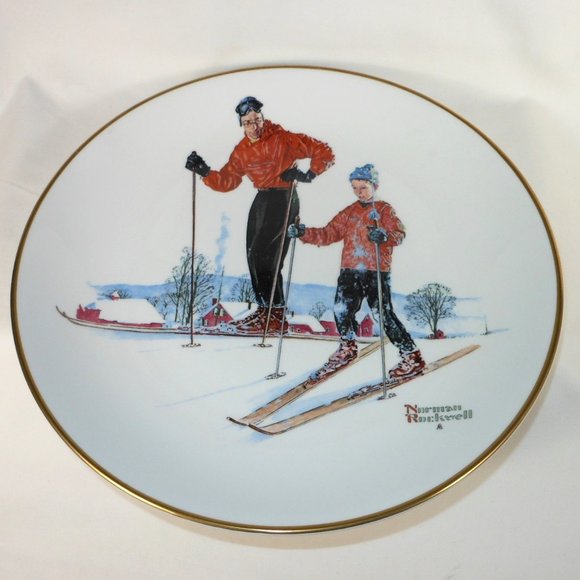 Collector's plate. GORHAM UK, Norman Rockwell Winter-Ski Skills - Picture 1 of 4
